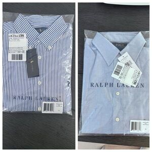Bundle sale : Two Ralph Lauren Youth  Striped and Solid Blue Shirts